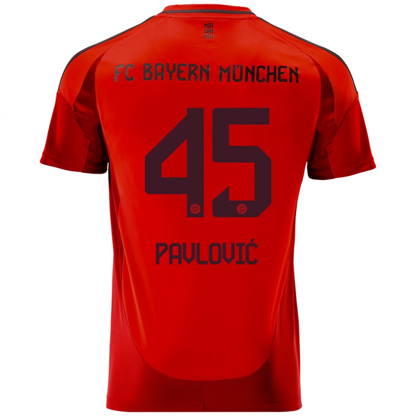 Kinder Aleksandar Pavlovic #45 Rot Heimtrikot Trikot 2024/25 T-Shirt Österreich