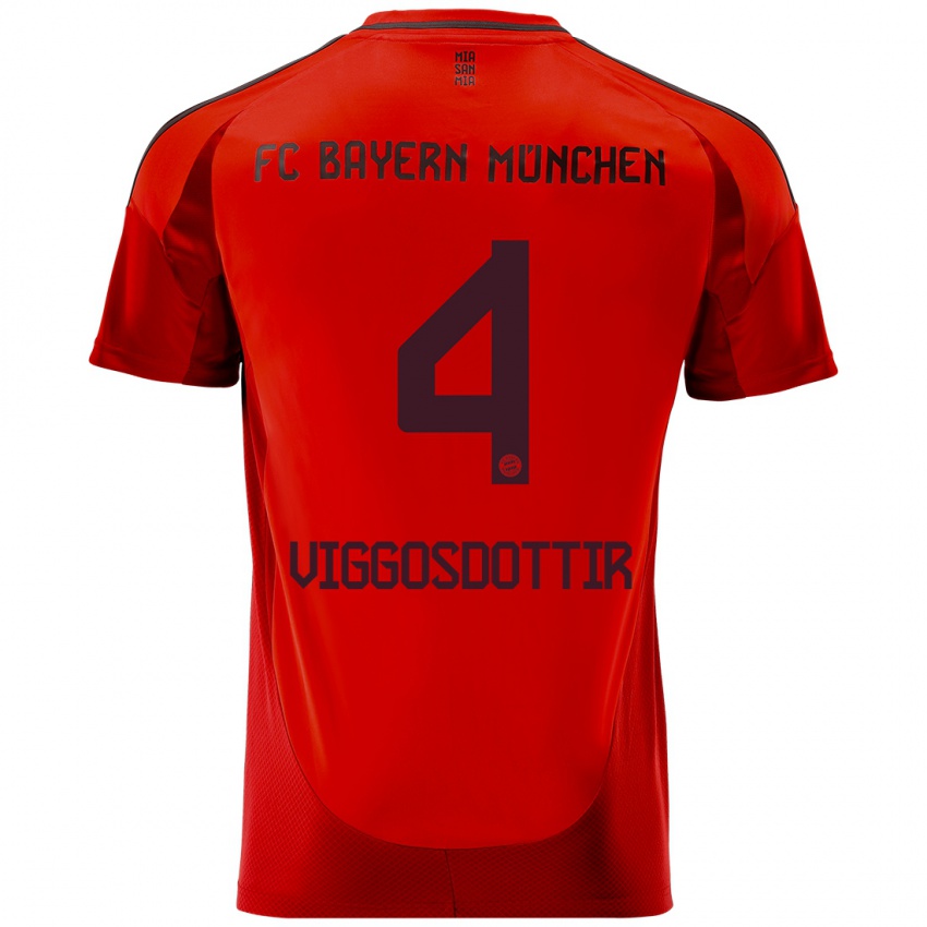 Kinder Glódís Perla Viggósdóttir #4 Rot Heimtrikot Trikot 2024/25 T-Shirt Österreich