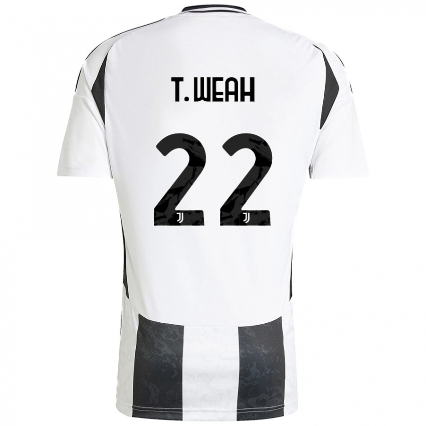 Kinder Timothy Weah #22 Weiß Schwarz Heimtrikot Trikot 2024/25 T-Shirt Österreich