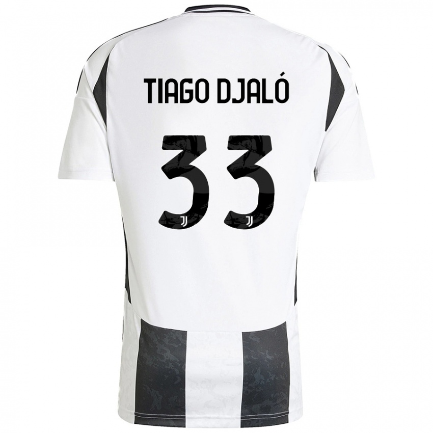 Kinder Tiago Djaló #33 Weiß Schwarz Heimtrikot Trikot 2024/25 T-Shirt Österreich