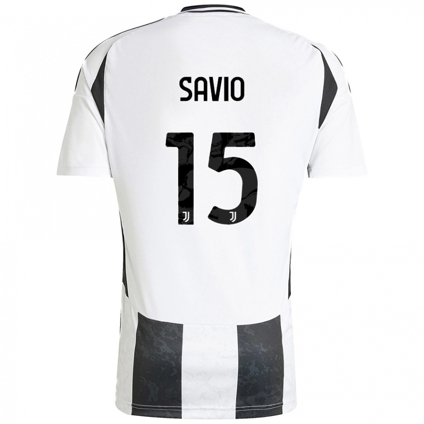 Kinder Federico Savio #15 Weiß Schwarz Heimtrikot Trikot 2024/25 T-Shirt Österreich