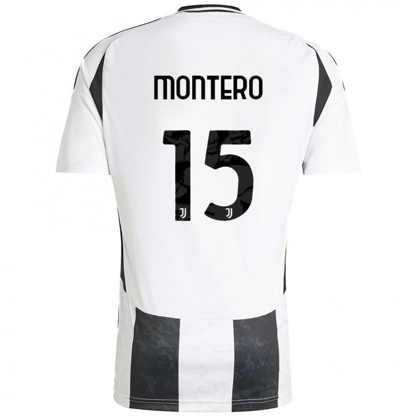 Kinder Alfonso Montero #15 Weiß Schwarz Heimtrikot Trikot 2024/25 T-Shirt Österreich