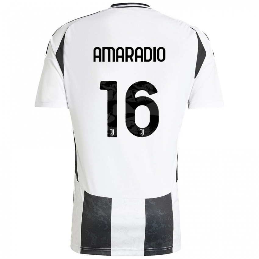 Kinder Luca Amaradio #16 Weiß Schwarz Heimtrikot Trikot 2024/25 T-Shirt Österreich