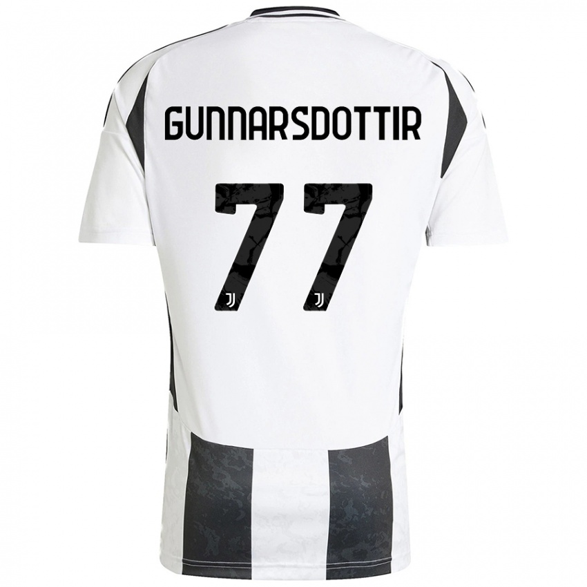 Kinder Sara Bjork Gunnarsdottir #77 Weiß Schwarz Heimtrikot Trikot 2024/25 T-Shirt Österreich