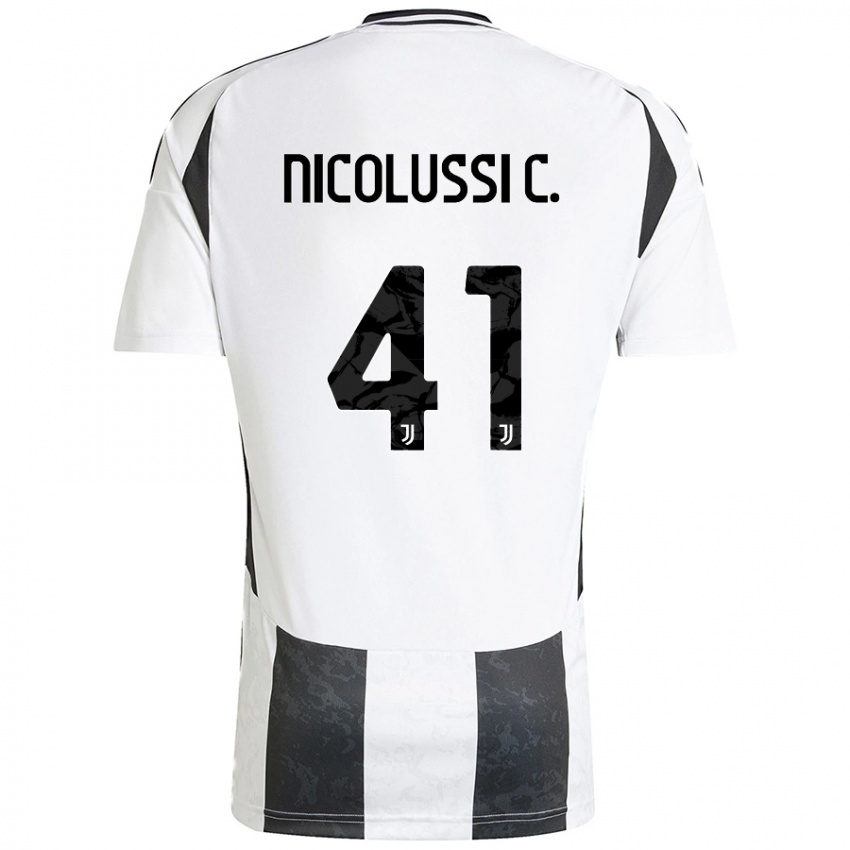 Kinder Hans Nicolussi Caviglia #41 Weiß Schwarz Heimtrikot Trikot 2024/25 T-Shirt Österreich