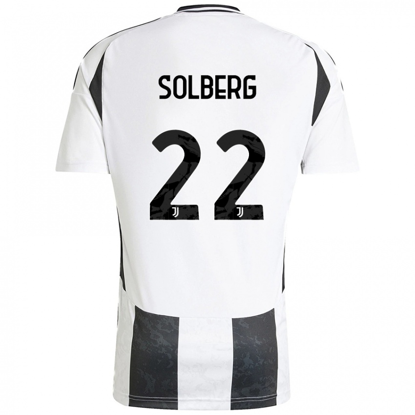 Kinder Elias Solberg #22 Weiß Schwarz Heimtrikot Trikot 2024/25 T-Shirt Österreich