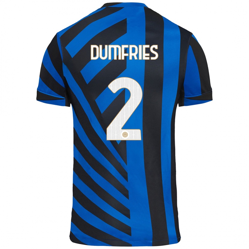 Kinder Denzel Dumfries #2 Blau Schwarz Heimtrikot Trikot 2024/25 T-Shirt Österreich