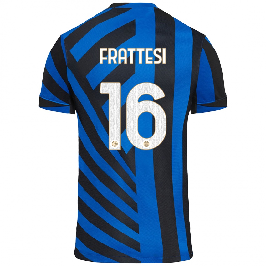 Kinder Davide Frattesi #16 Blau Schwarz Heimtrikot Trikot 2024/25 T-Shirt Österreich