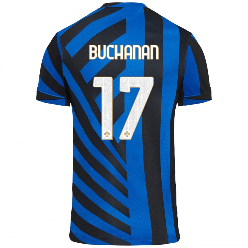 Kinder Tajon Buchanan #17 Blau Schwarz Heimtrikot Trikot 2024/25 T-Shirt Österreich