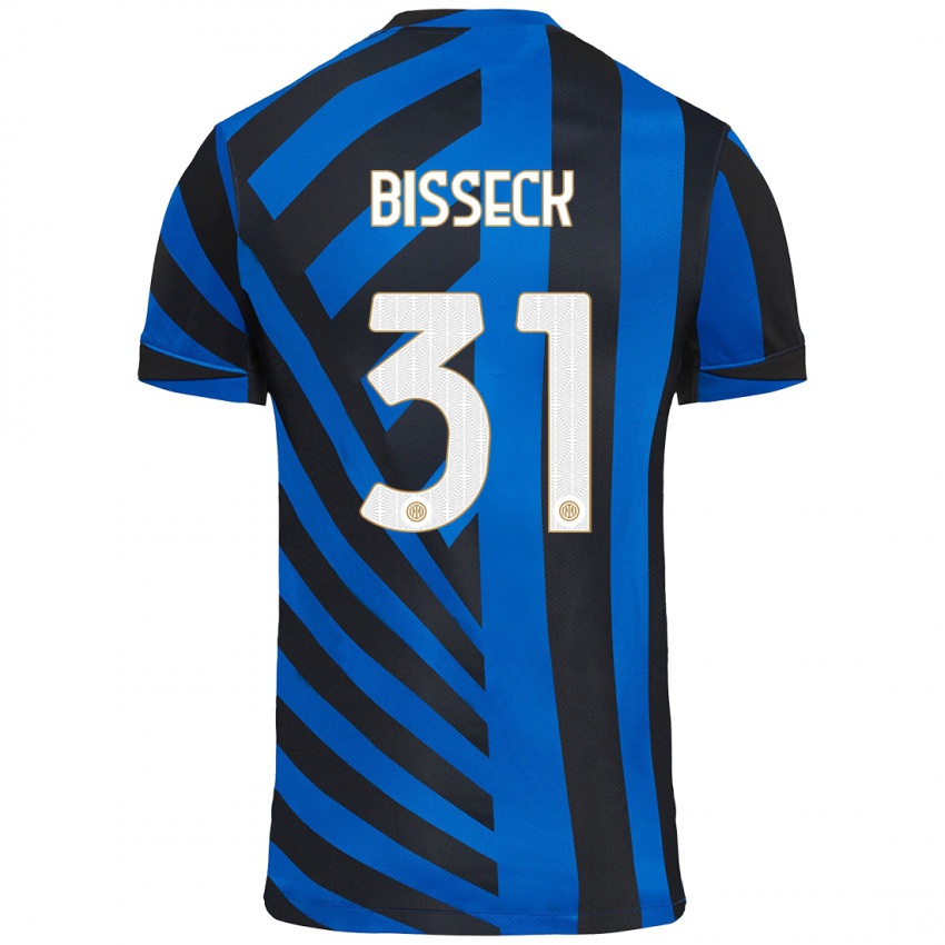 Kinder Yann Bisseck #31 Blau Schwarz Heimtrikot Trikot 2024/25 T-Shirt Österreich