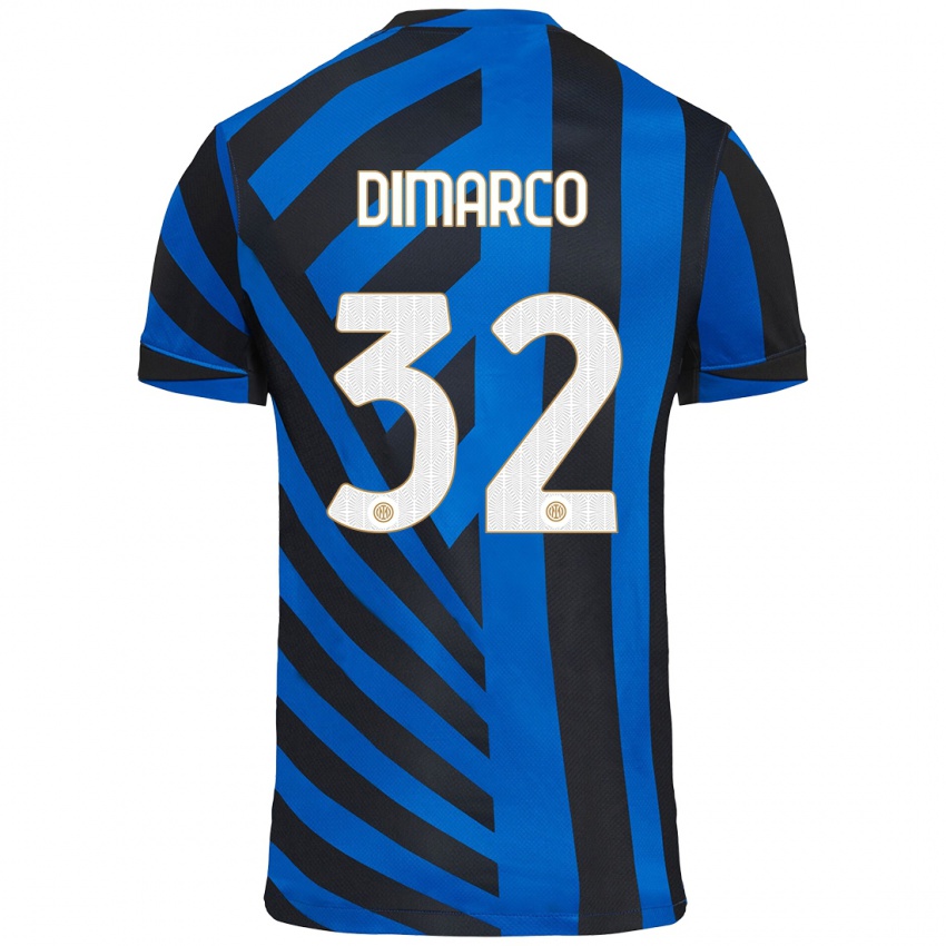 Kinder Federico Dimarco #32 Blau Schwarz Heimtrikot Trikot 2024/25 T-Shirt Österreich