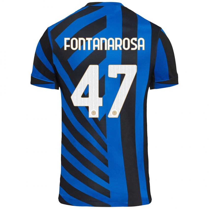 Kinder Alessandro Fontanarosa #47 Blau Schwarz Heimtrikot Trikot 2024/25 T-Shirt Österreich