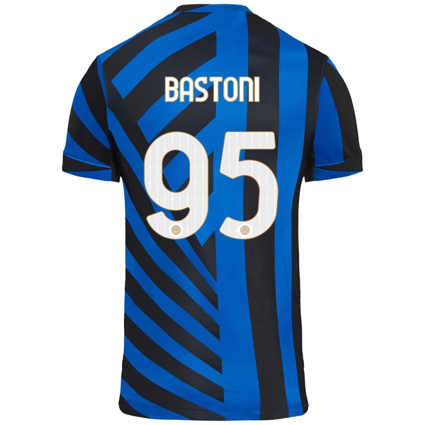 Kinder Alessandro Bastoni #95 Blau Schwarz Heimtrikot Trikot 2024/25 T-Shirt Österreich