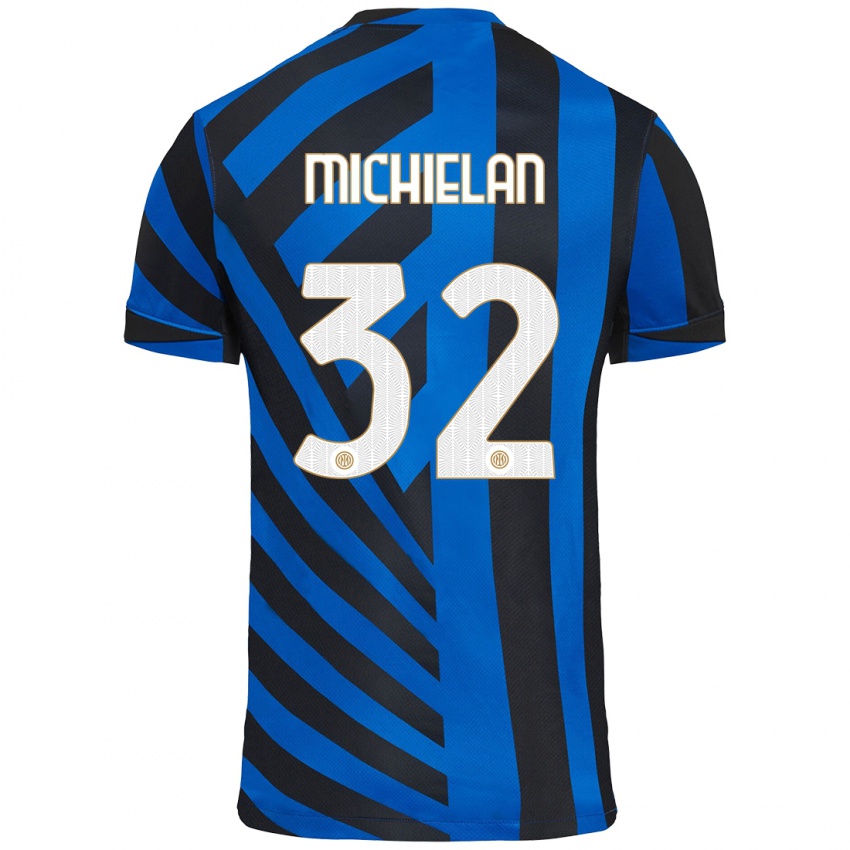 Kinder Mattia Michielan #32 Blau Schwarz Heimtrikot Trikot 2024/25 T-Shirt Österreich