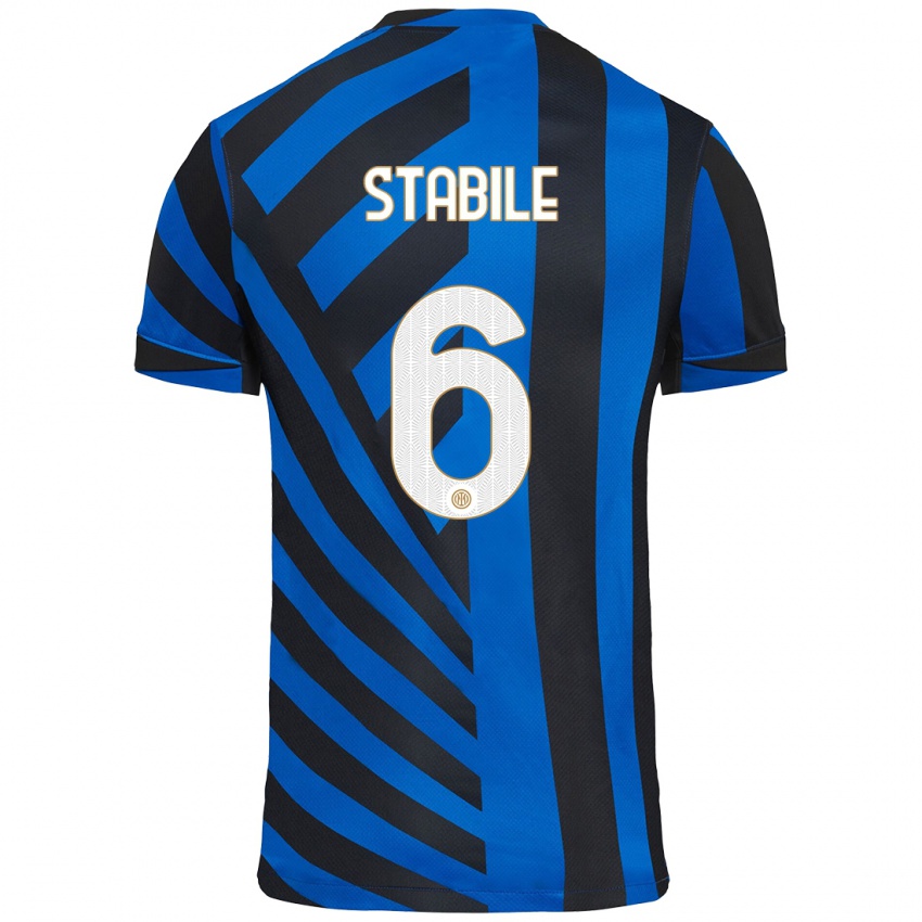 Kinder Giacomo Stabile #6 Blau Schwarz Heimtrikot Trikot 2024/25 T-Shirt Österreich