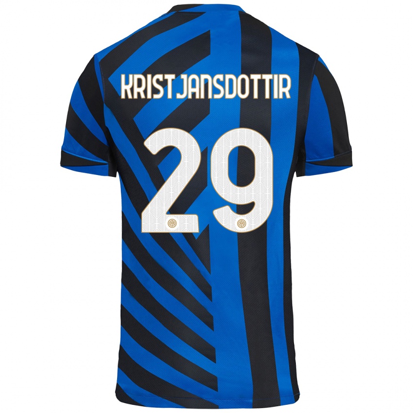 Kinder Anna Bjork Kristjansdottir #29 Blau Schwarz Heimtrikot Trikot 2024/25 T-Shirt Österreich