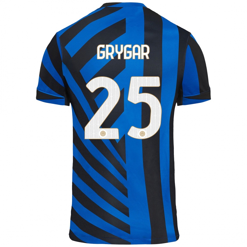 Kinder Samuel Grygar #25 Blau Schwarz Heimtrikot Trikot 2024/25 T-Shirt Österreich