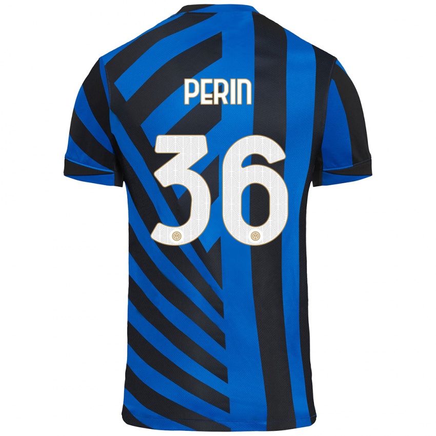 Kinder Nicolo Perin #36 Blau Schwarz Heimtrikot Trikot 2024/25 T-Shirt Österreich