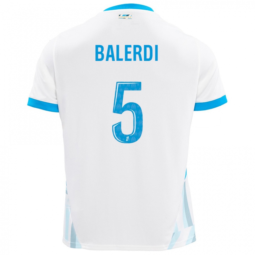 Kinder Leonardo Balerdi #5 Weiß Himmelblau Heimtrikot Trikot 2024/25 T-Shirt Österreich