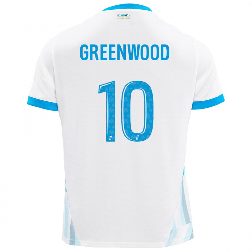 Kinder Mason Greenwood #10 Weiß Himmelblau Heimtrikot Trikot 2024/25 T-Shirt Österreich