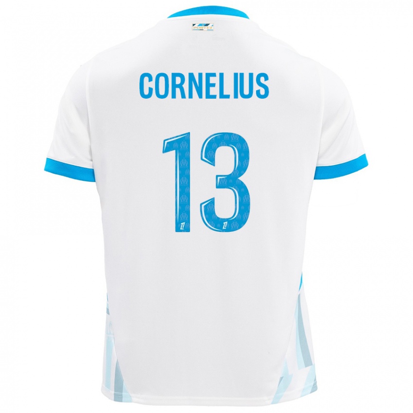 Kinder Derek Cornelius #13 Weiß Himmelblau Heimtrikot Trikot 2024/25 T-Shirt Österreich