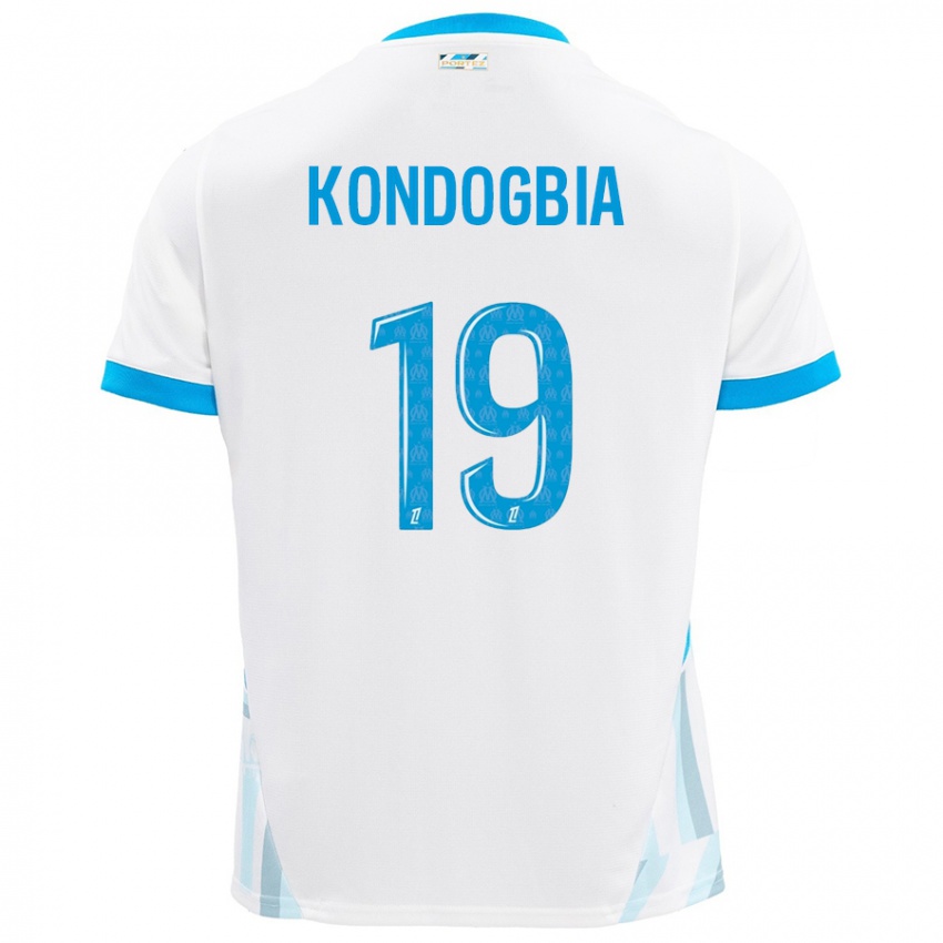 Kinder Geoffrey Kondogbia #19 Weiß Himmelblau Heimtrikot Trikot 2024/25 T-Shirt Österreich