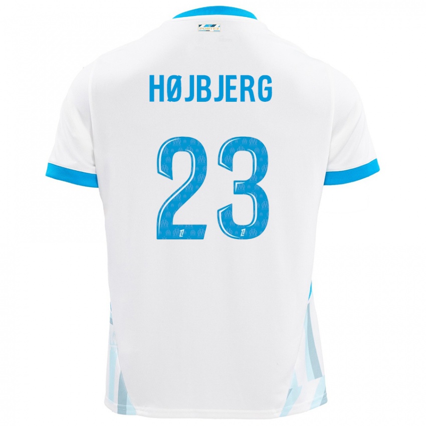 Kinder Pierre Emile Hojbjerg #23 Weiß Himmelblau Heimtrikot Trikot 2024/25 T-Shirt Österreich