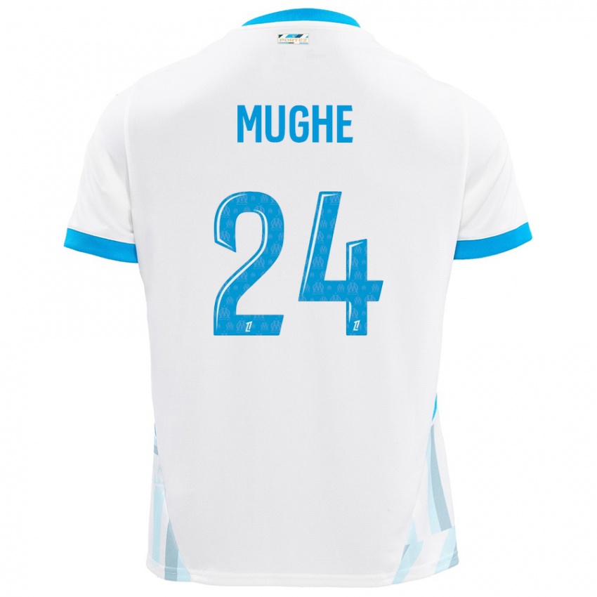 Kinder François Mughe #24 Weiß Himmelblau Heimtrikot Trikot 2024/25 T-Shirt Österreich