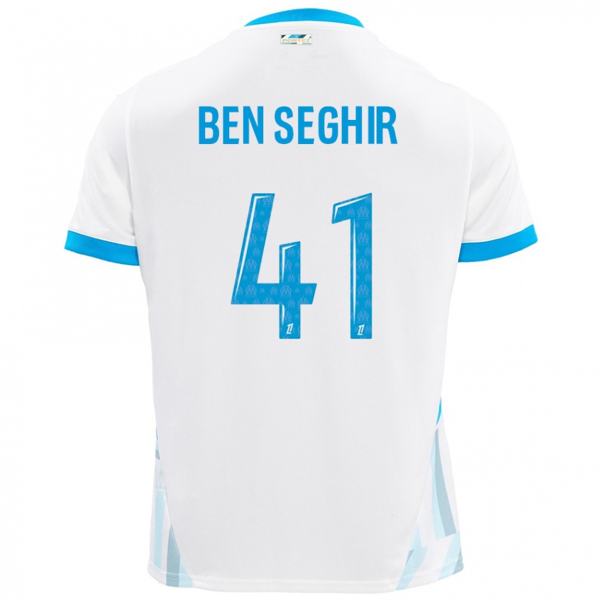 Kinder Salim Ben Seghir #41 Weiß Himmelblau Heimtrikot Trikot 2024/25 T-Shirt Österreich