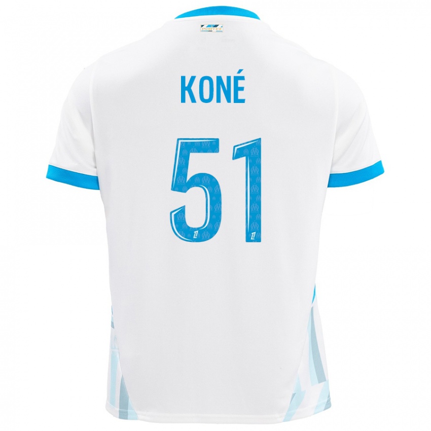 Kinder Ismaël Koné #51 Weiß Himmelblau Heimtrikot Trikot 2024/25 T-Shirt Österreich