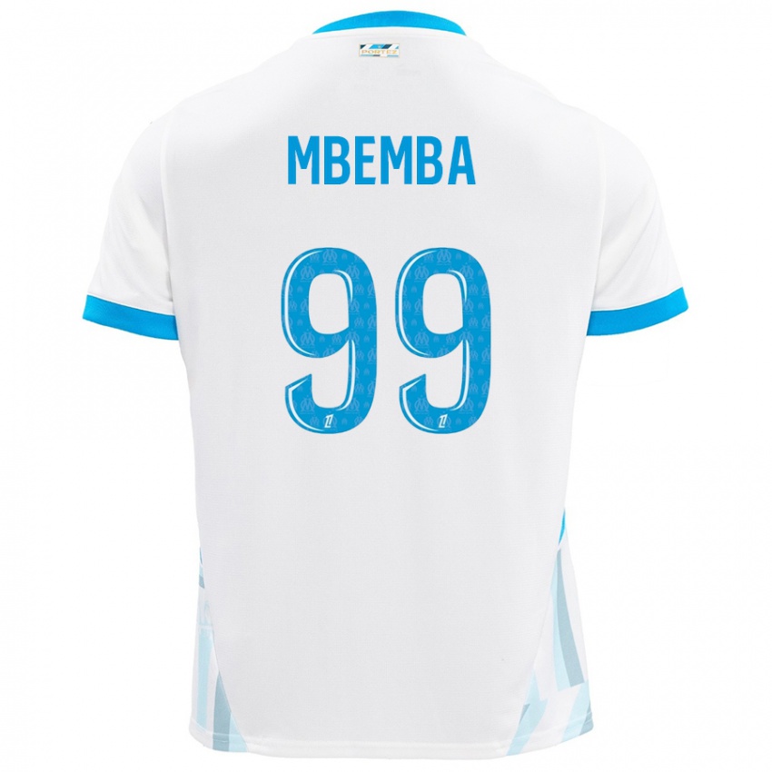 Kinder Chancel Mbemba #99 Weiß Himmelblau Heimtrikot Trikot 2024/25 T-Shirt Österreich