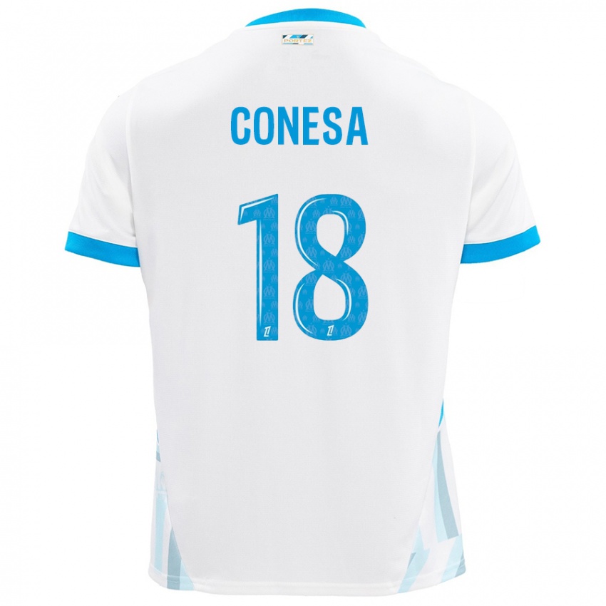 Kinder Anna Conesa #18 Weiß Himmelblau Heimtrikot Trikot 2024/25 T-Shirt Österreich