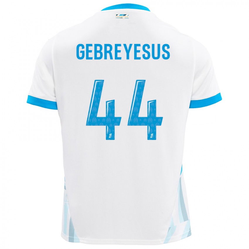 Kinder Esey Gebreyesus #44 Weiß Himmelblau Heimtrikot Trikot 2024/25 T-Shirt Österreich