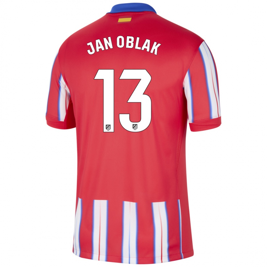 Kinder Jan Oblak #13 Rot Weiß Blau Heimtrikot Trikot 2024/25 T-Shirt Österreich