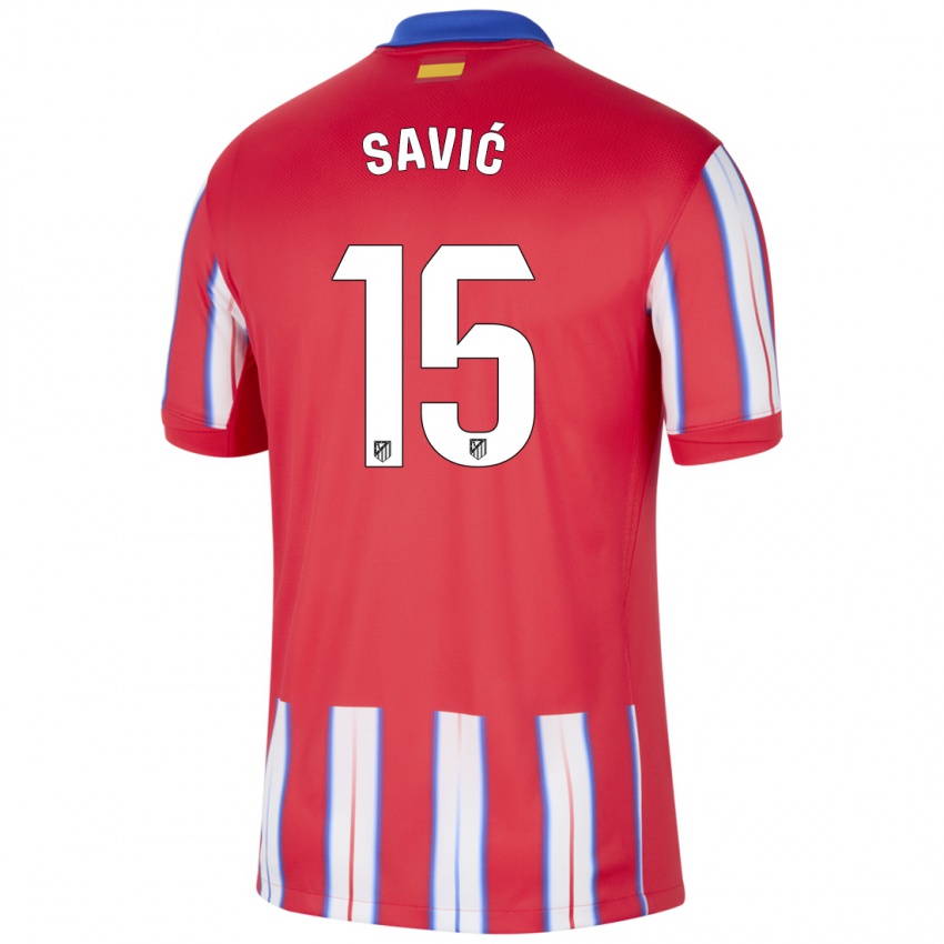 Kinder Stefan Savic #15 Rot Weiß Blau Heimtrikot Trikot 2024/25 T-Shirt Österreich