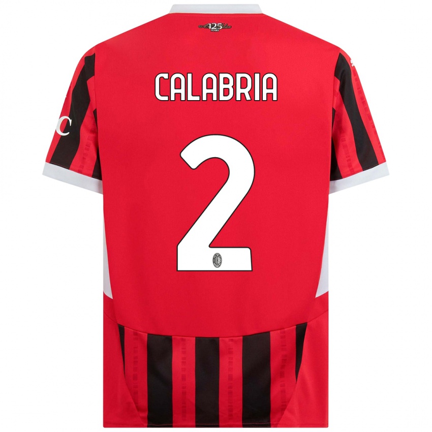 Kinder Davide Calabria #2 Rot Schwarz Heimtrikot Trikot 2024/25 T-Shirt Österreich