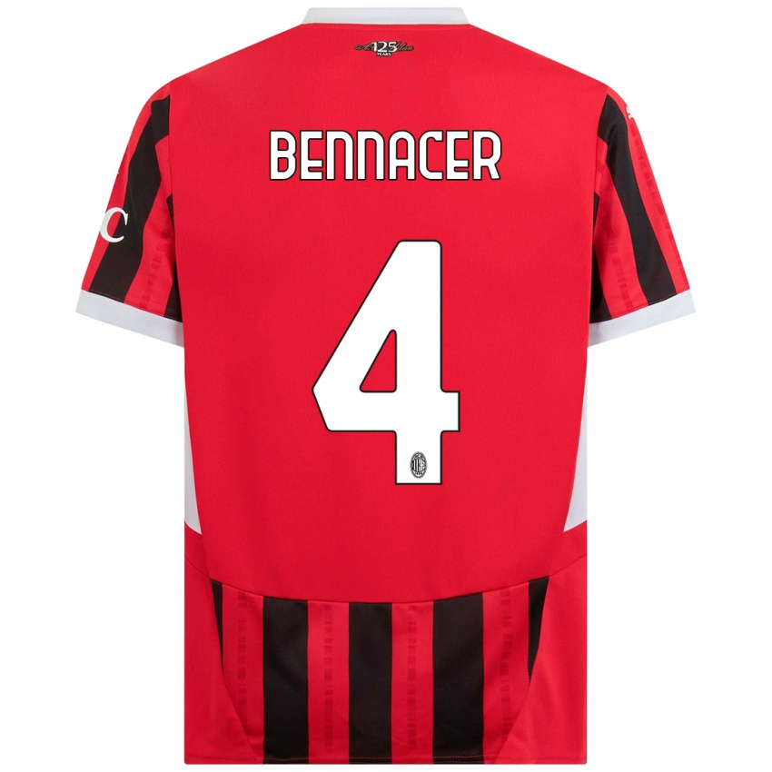 Kinder Ismael Bennacer #4 Rot Schwarz Heimtrikot Trikot 2024/25 T-Shirt Österreich