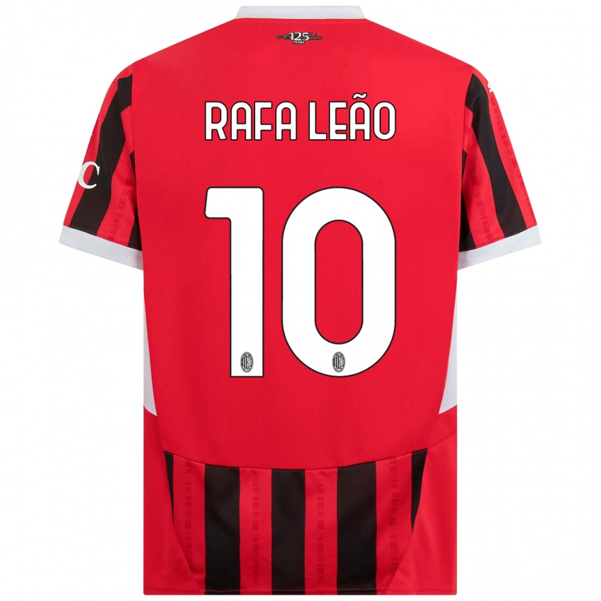 Kinder Rafael Leao #10 Rot Schwarz Heimtrikot Trikot 2024/25 T-Shirt Österreich