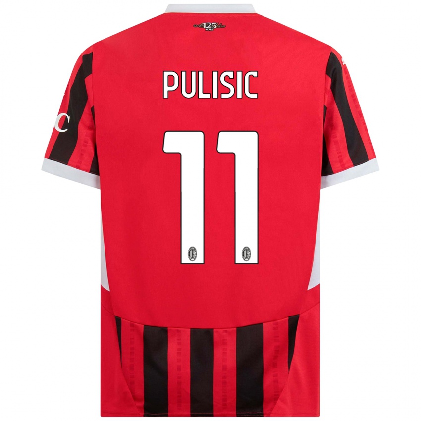 Kinder Christian Pulisic #11 Rot Schwarz Heimtrikot Trikot 2024/25 T-Shirt Österreich