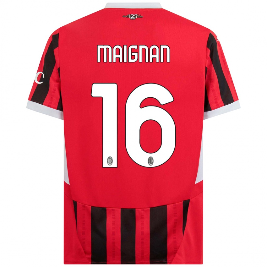 Kinder Mike Maignan #16 Rot Schwarz Heimtrikot Trikot 2024/25 T-Shirt Österreich