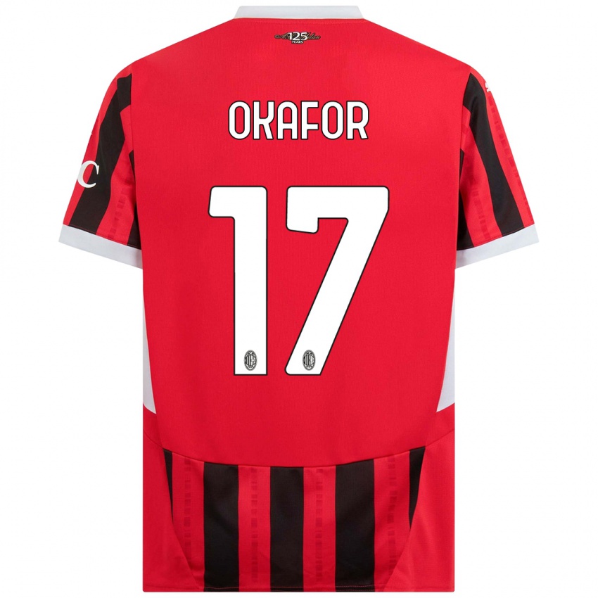 Kinder Noah Okafor #17 Rot Schwarz Heimtrikot Trikot 2024/25 T-Shirt Österreich