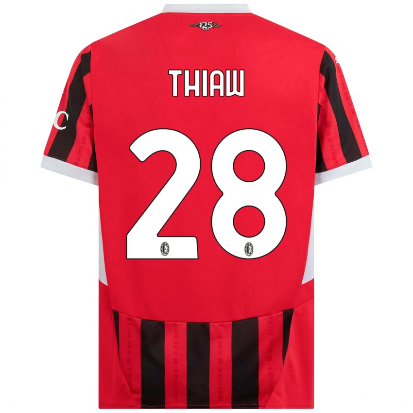 Kinder Malick Thiaw #28 Rot Schwarz Heimtrikot Trikot 2024/25 T-Shirt Österreich