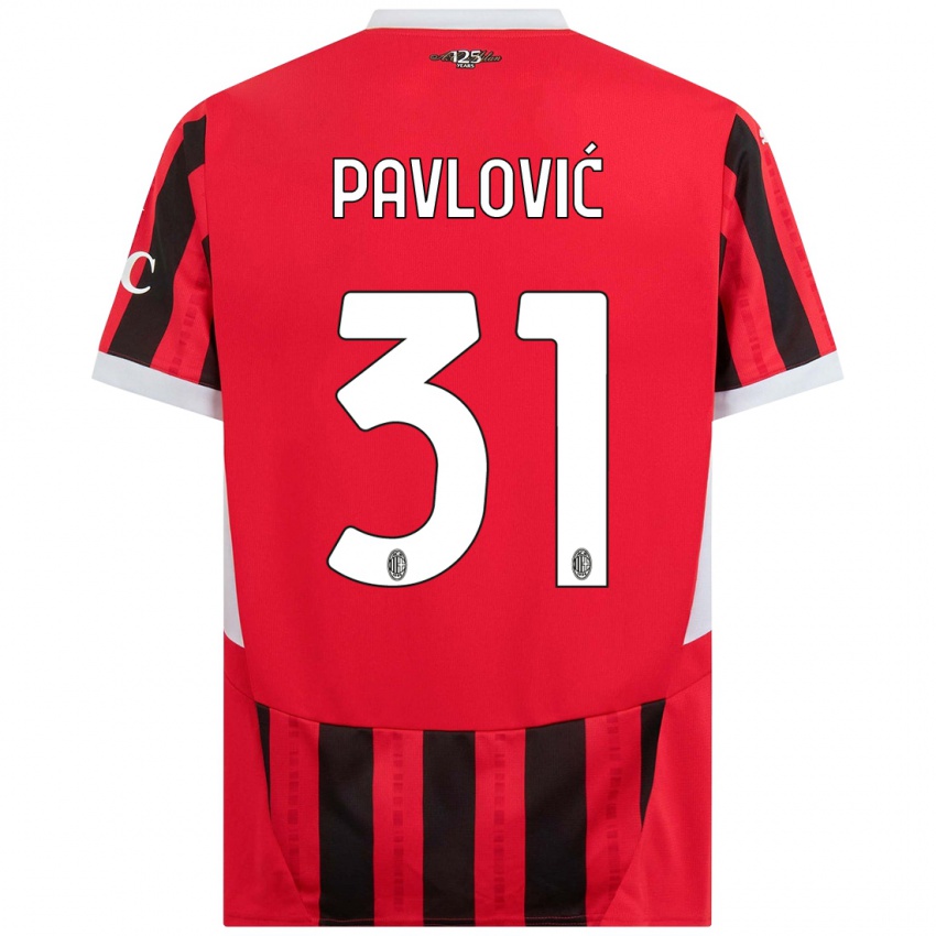 Kinder Strahinja Pavlović #31 Rot Schwarz Heimtrikot Trikot 2024/25 T-Shirt Österreich