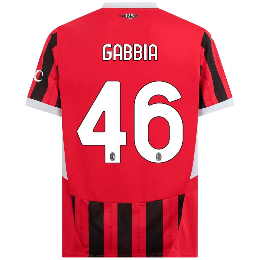 Kinder Matteo Gabbia #46 Rot Schwarz Heimtrikot Trikot 2024/25 T-Shirt Österreich