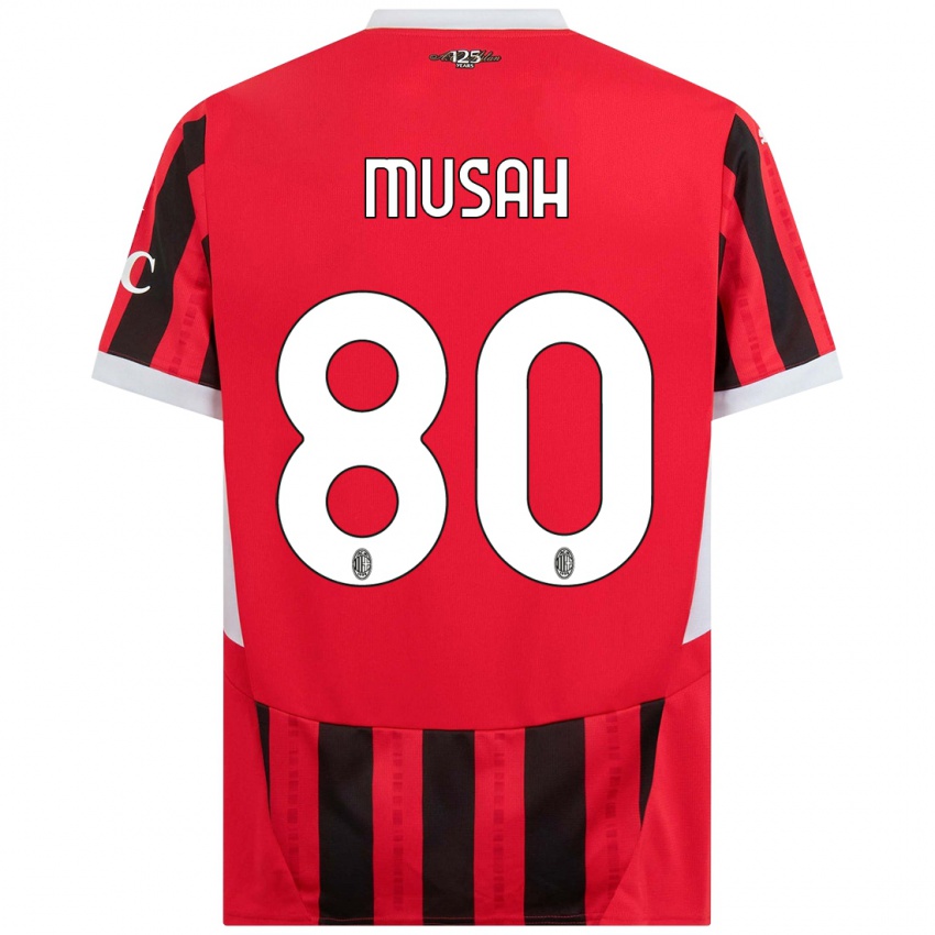 Kinder Yunus Musah #80 Rot Schwarz Heimtrikot Trikot 2024/25 T-Shirt Österreich