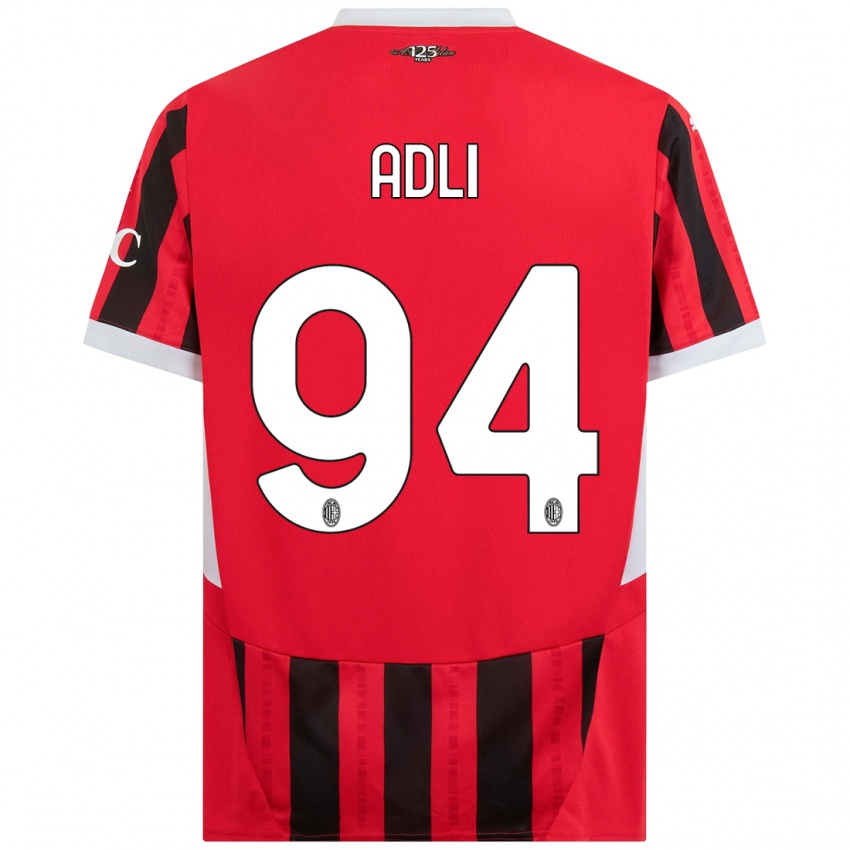 Kinder Yacine Adli #94 Rot Schwarz Heimtrikot Trikot 2024/25 T-Shirt Österreich