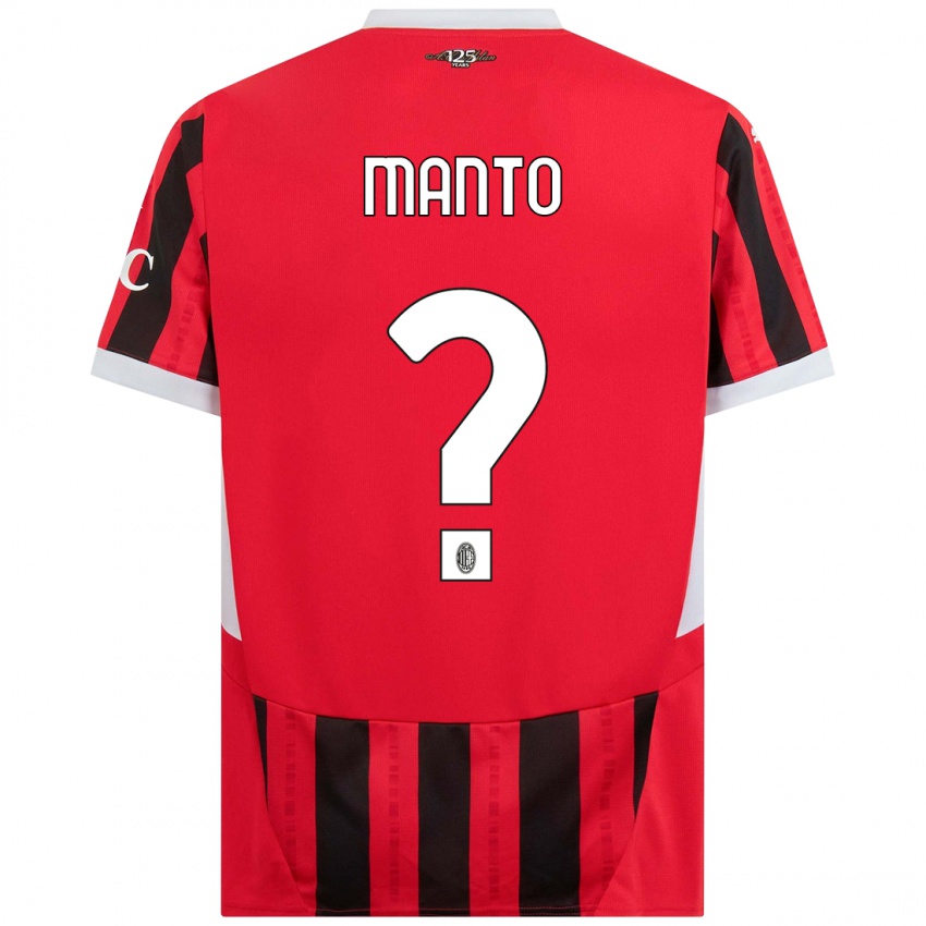 Kinder Gaetano Manto #0 Rot Schwarz Heimtrikot Trikot 2024/25 T-Shirt Österreich