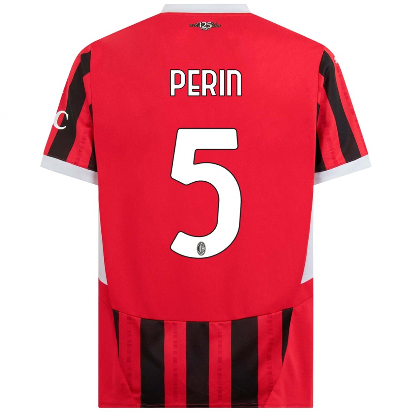 Kinder Ernesto Perin #5 Rot Schwarz Heimtrikot Trikot 2024/25 T-Shirt Österreich