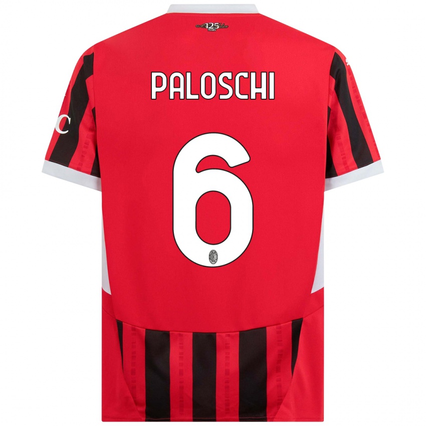 Kinder Dorian Paloschi #6 Rot Schwarz Heimtrikot Trikot 2024/25 T-Shirt Österreich