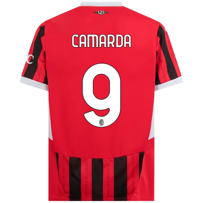 Kinder Francesco Camarda #9 Rot Schwarz Heimtrikot Trikot 2024/25 T-Shirt Österreich